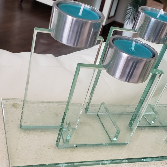 Clear Glass candle holder - Picture 2 of 7